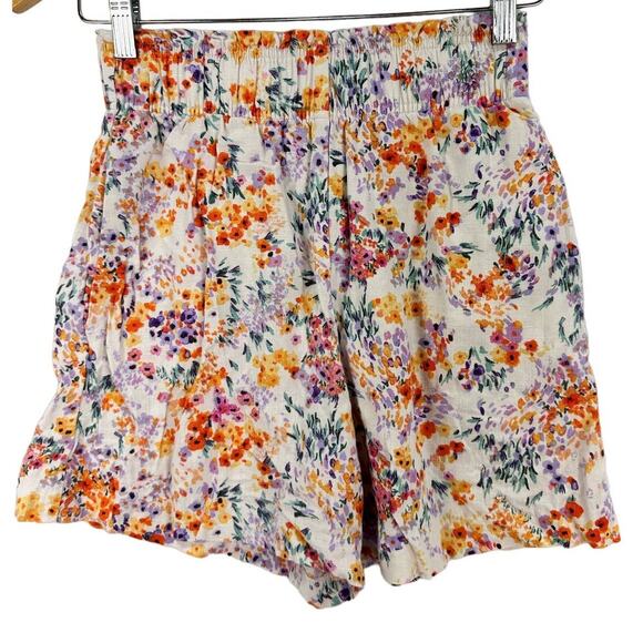 H&M Linen Blend Floral Puff Sleeve Crop Top and Shorts Set Size XS - Picture 10 of 13